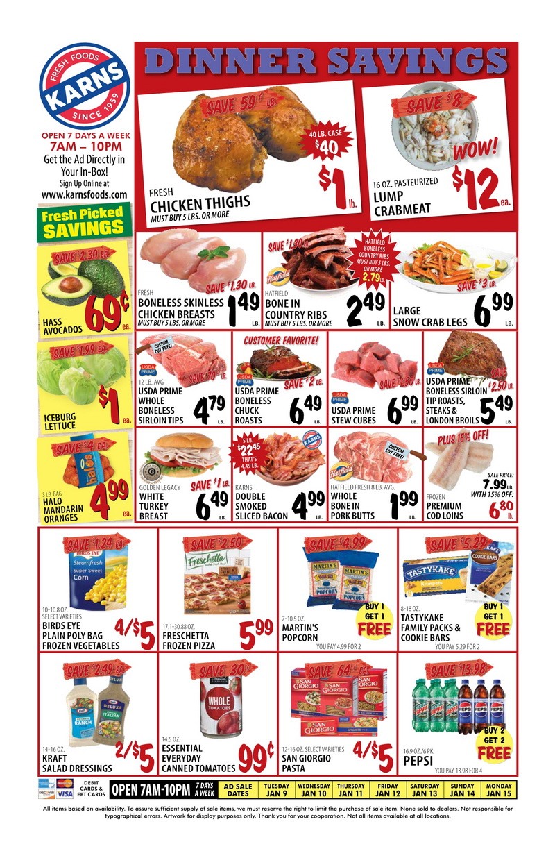 Karns Quality Foods Weekly Ad Jan 09 – Jan 15, 2024