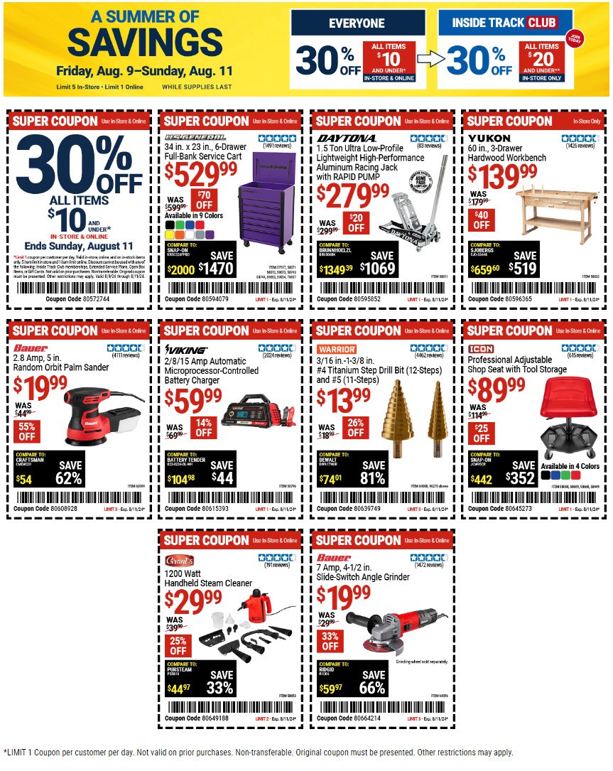 Harbor Freight Super Coupon Sale Aug 09 Aug 11, 2024