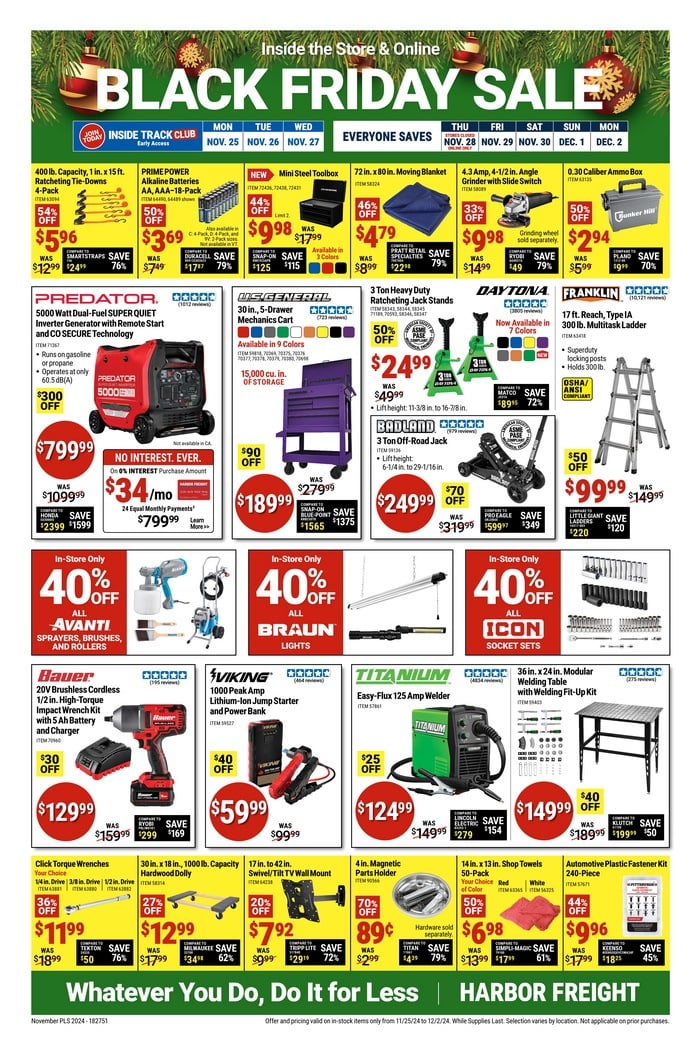 Harbor Freight Black Friday Sale Nov 25 Dec 02, 2024