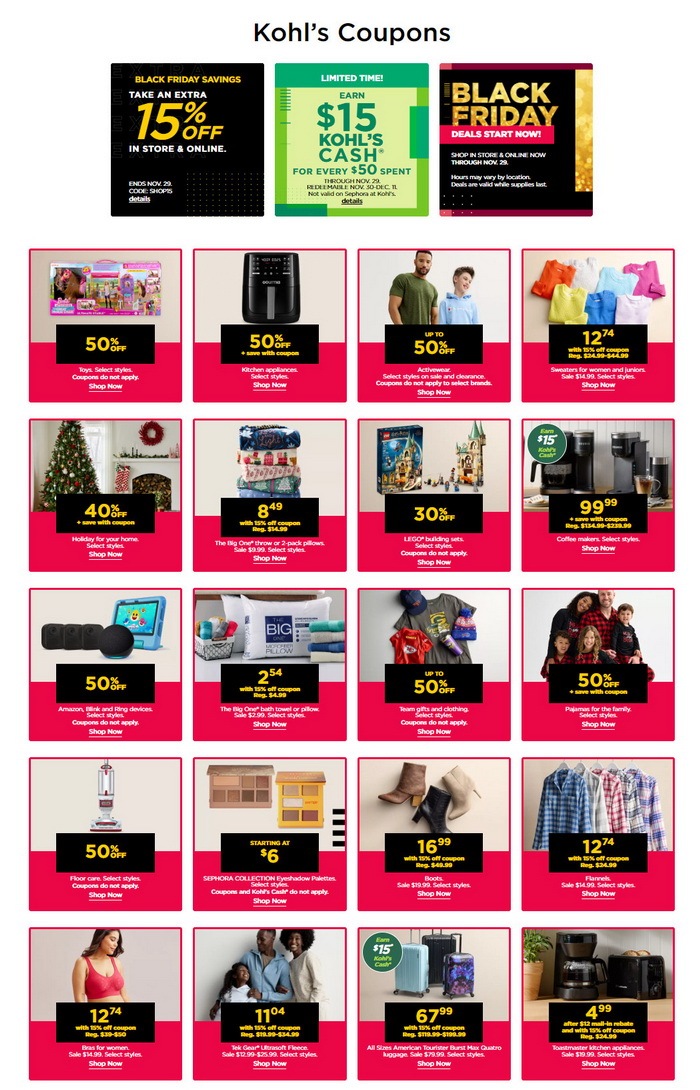 Kohl's Coupon Ad Until Nov 29, 2024 (Black Friday Promotion Included)