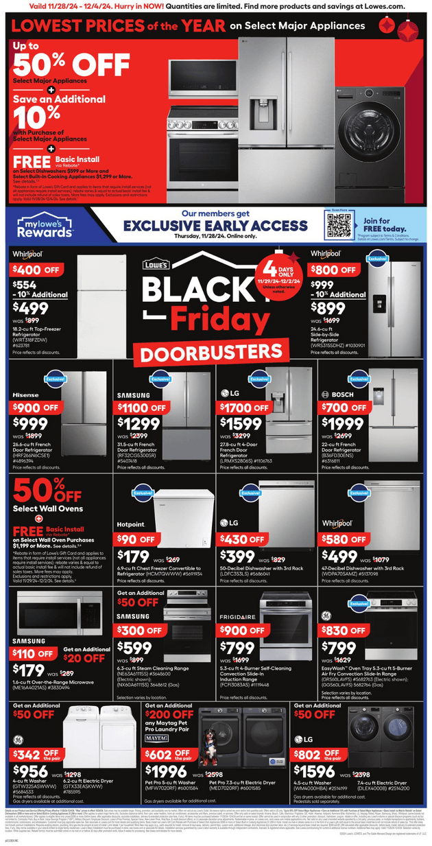 Lowe's In Store Promotion Ad Nov 28 Dec 04, 2024 (Black Friday