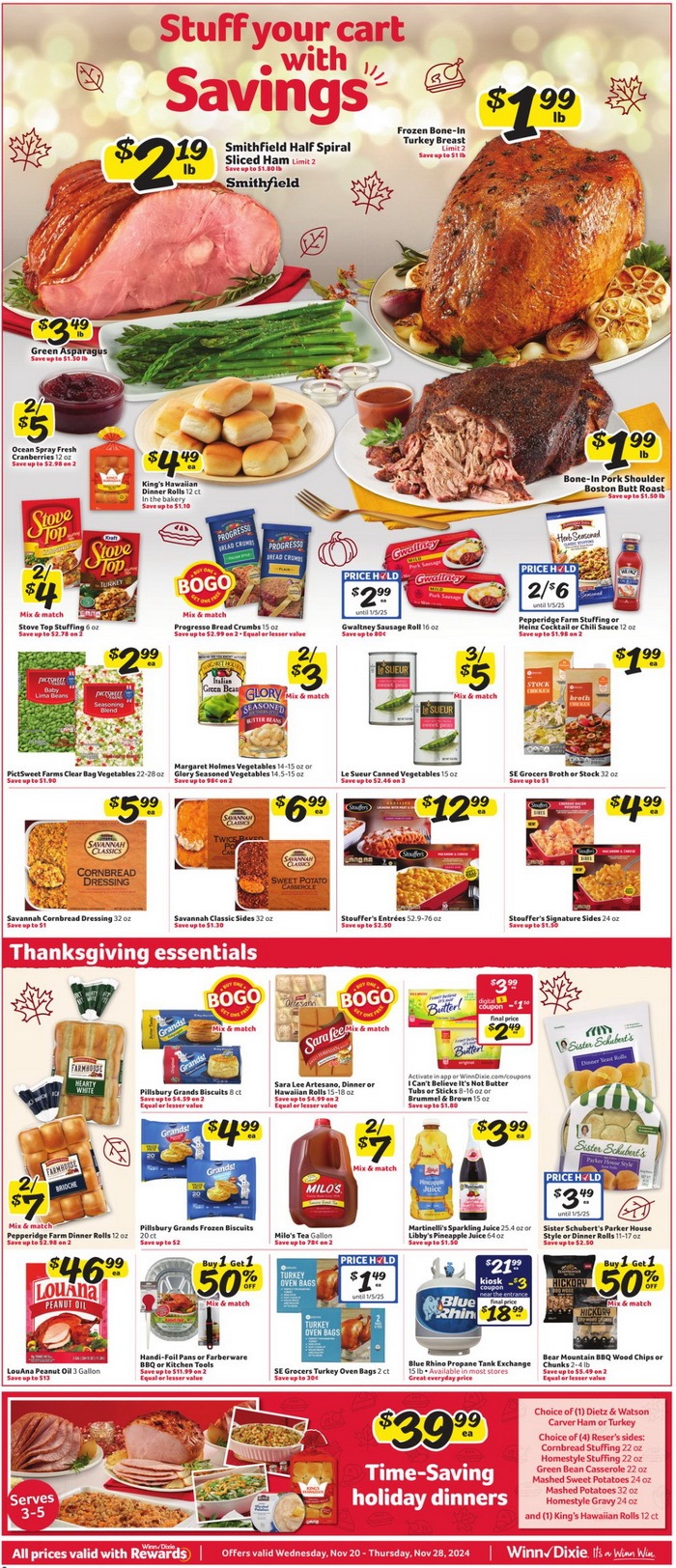 WinnDixie Weekly Ad Nov 20 Nov 28, 2024 (Thanksgiving Promotion