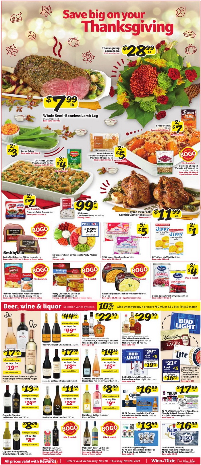 WinnDixie Weekly Ad Nov 20 Nov 28, 2024 (Thanksgiving Promotion